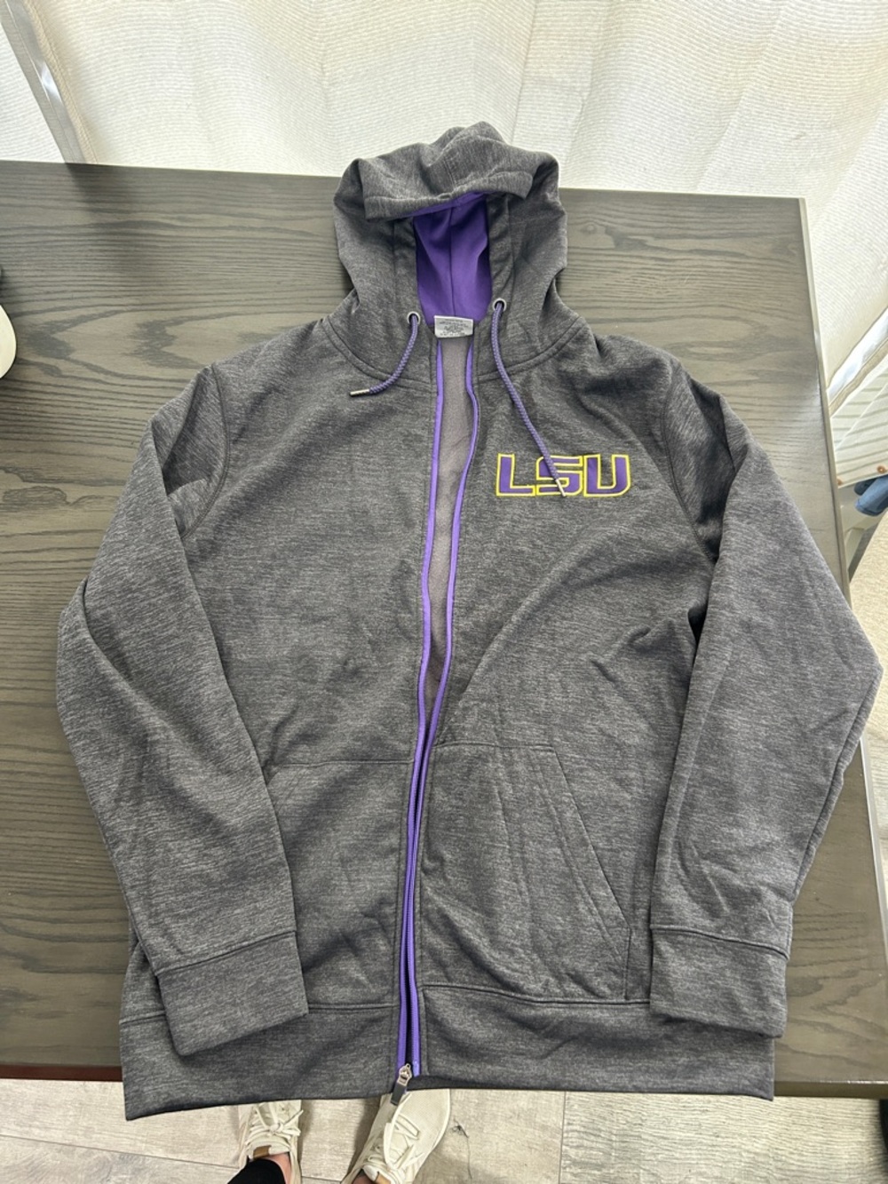 Stadium Athletics Gray Hoodie Jacket with Purple & Yellow LSU Logo